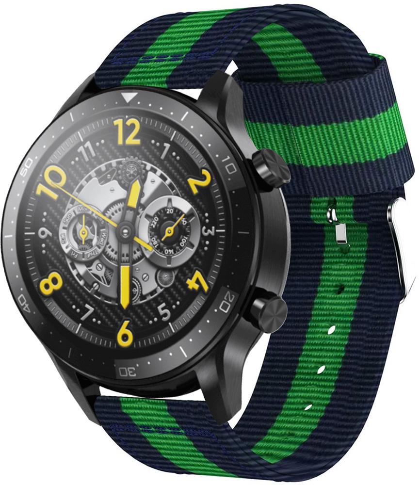 Ремешок тканевый Canvas для Realme Watch S Pro Blue/Green (22591)