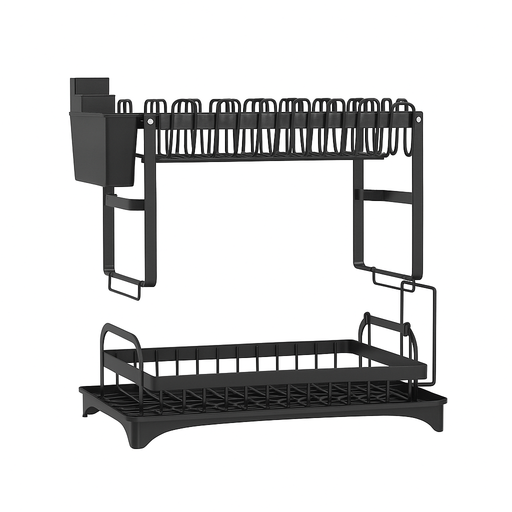 Сушарка дворівнева для посуду з нержавіючої сталі Чорний (KB100) Сушарка дворівнева для посуду з нержавіючої сталі Чорний (KB100)