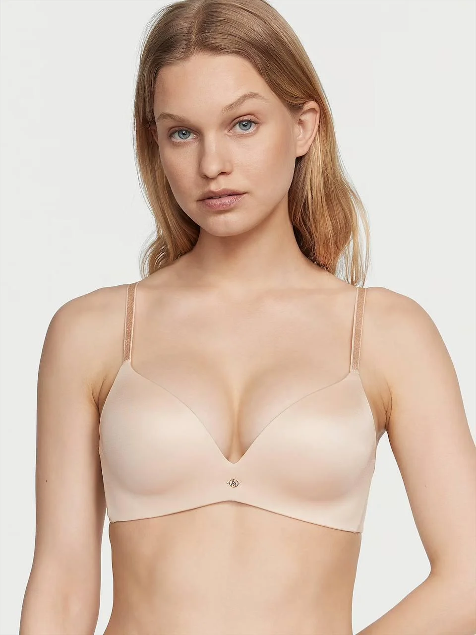 Бюстгальтер безкаркасний з пуш ап Victoria's Secret So Obsessed Smooth Wireless Push-Up Bra 70D Бежевий (18566375)
