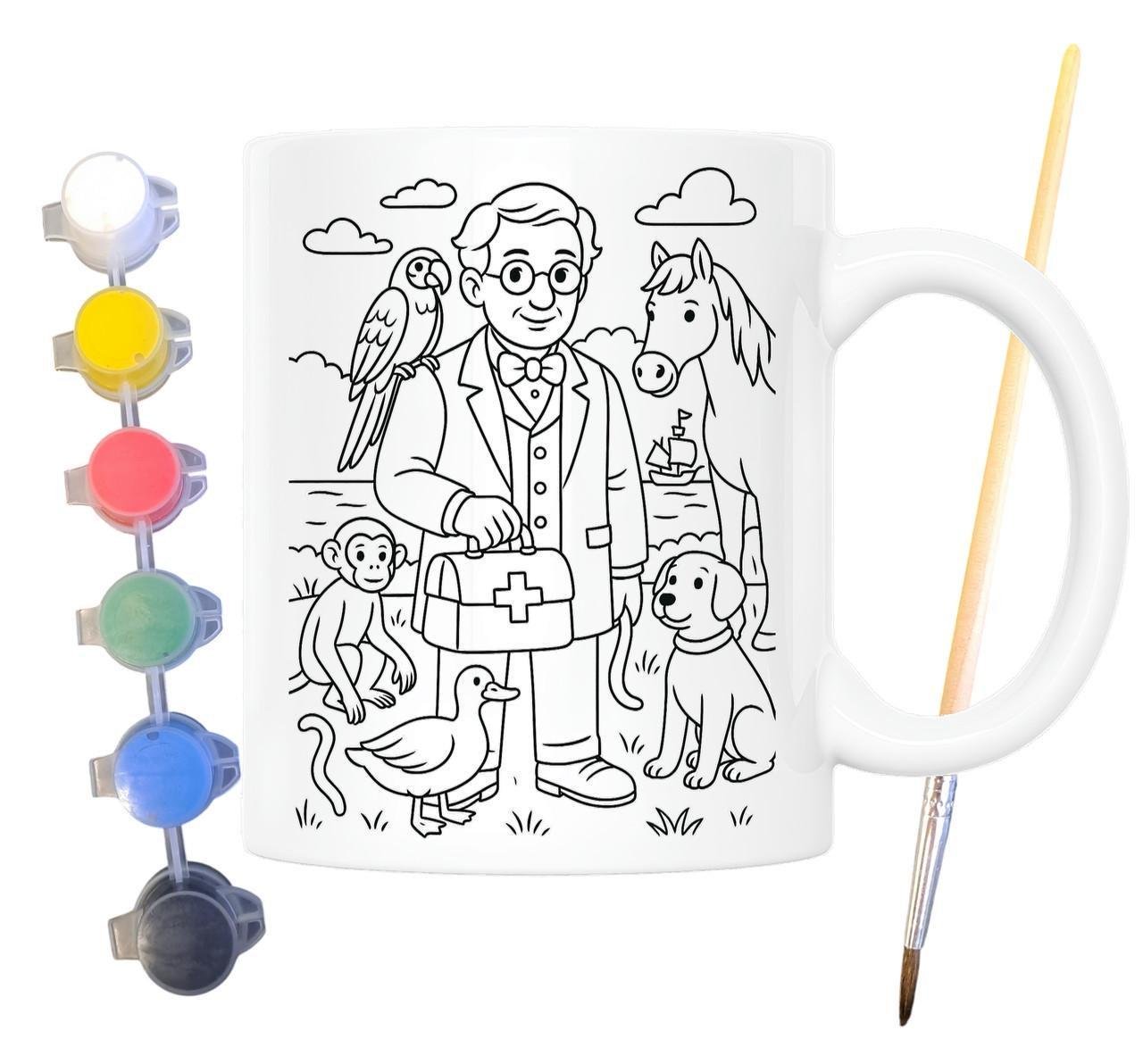 Набор для творчества кружка раскраска Доктор Дулиттл по мотивам книги Хью Лофтинга 330 мл Белый (КР0199)