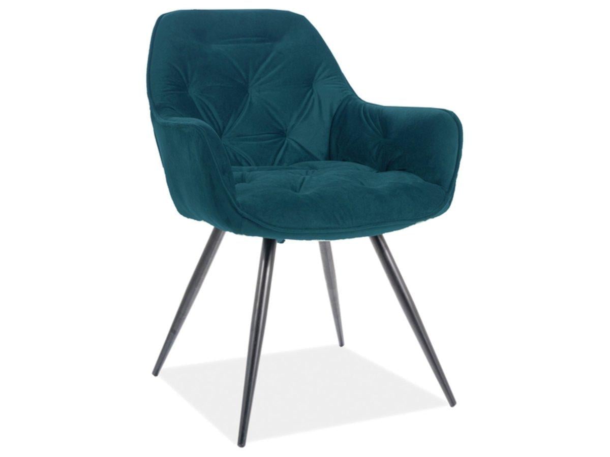 Стул кухонный Signal CHERRY MATT VELVET 77 870х570х430 мм Металл/Ткань водонепроницаемая Бархат цвет Черный/Бирюза (CHERRYMVCTR)