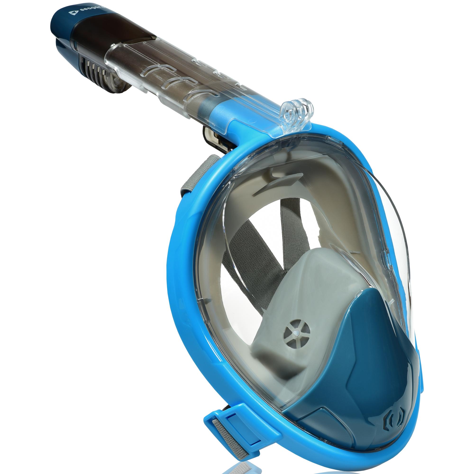 Маска для плавания Seagard Easybreath-III с 4 клапанами и креплением для камеры снорклинга Синий