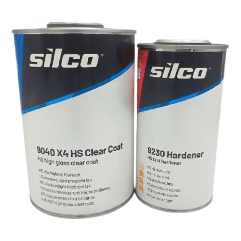 Лак автомобильный Silco 9040 X4 HS 1 л и отвердитель 9230 быстрый HS 0,5 л Прозрачный