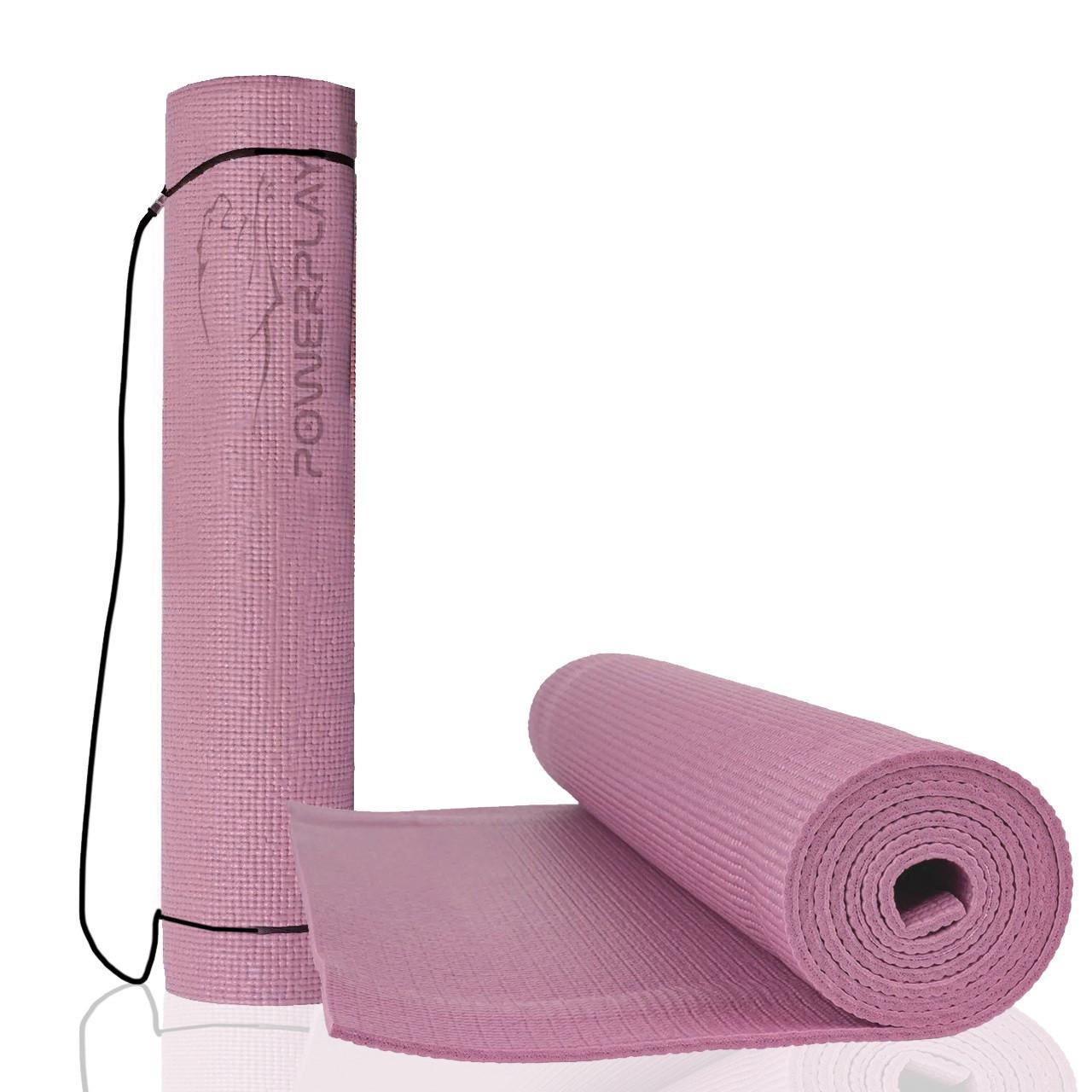 Килимок для йоги та фітнесу PowerPlay 4010 PVC Yoga Mat 173x61x0,6 см Рожевий - фото 3