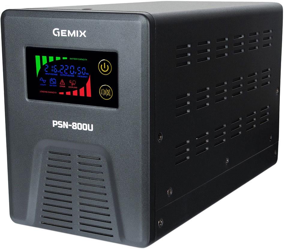 Источник бесперебойного питания Gemix PSN-800U 800VA/480W 12V/220V 7/9/13A 3xSchuko без АКБ Black (PSN-800U) - фото 2 Источник бесперебойного питания Gemix PSN-800U 800VA/480W 12V/220V 7/9/13A 3xSchuko без АКБ Black (PSN-800U) - фото 2