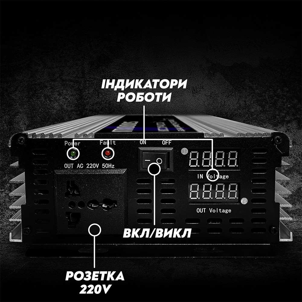 Автомобильный инвертор Power Inverter N-5000 с модифицированным синусом W 5000 Ватт 5000 W (109) - фото 3