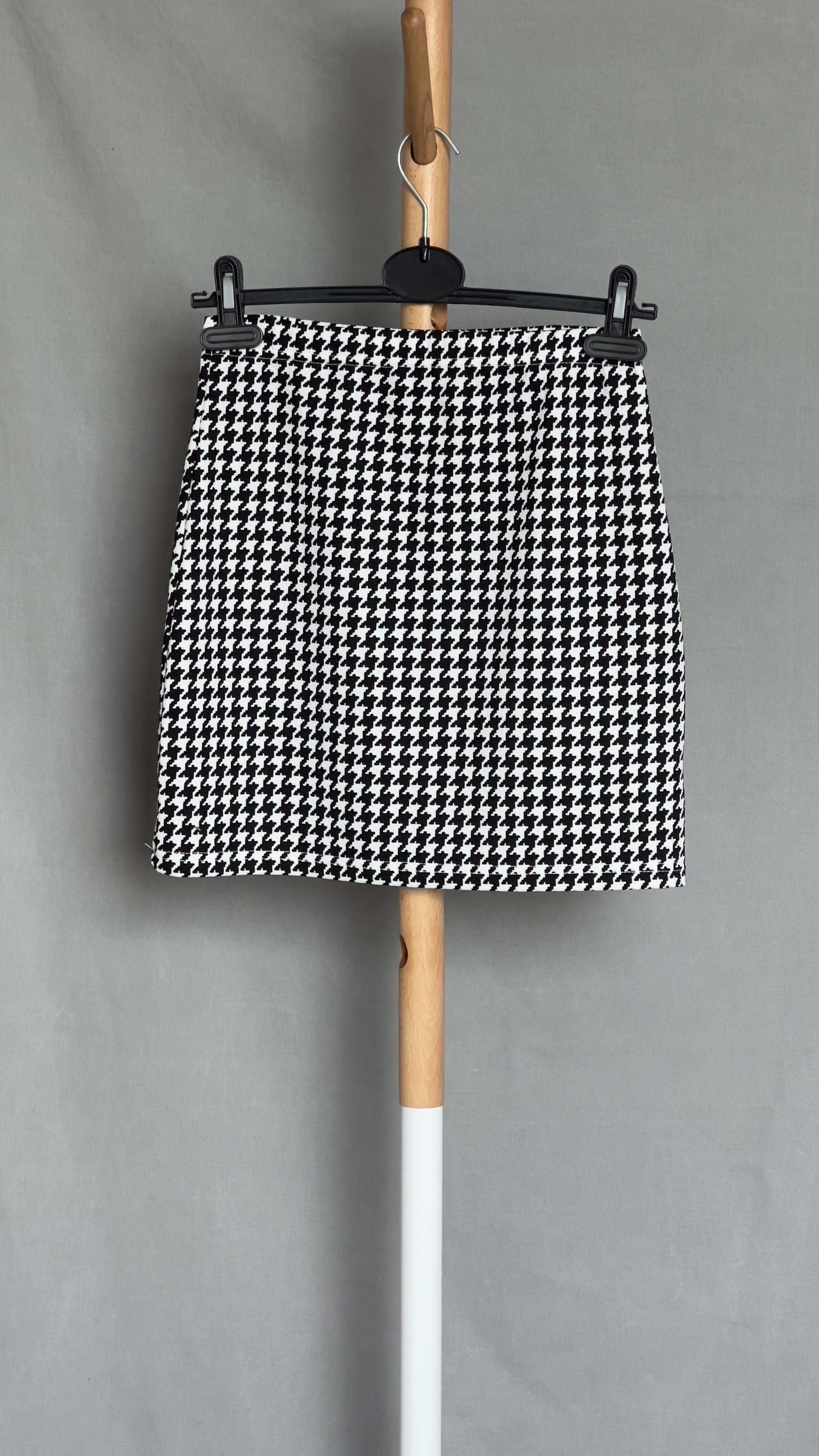 Спідниця Shein принт гусяча лапка S Чорно-білий (9130636)