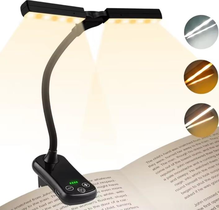 Лампа для читання книг BOOK LIGHT 14 LED з акумулятором Чорний (00002) - фото 12