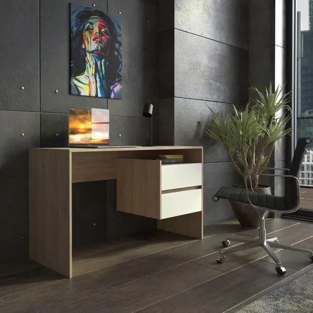 Комп'ютерний стіл IdealMebel КС-5 Дуб сонома/Білий (КС-5-2/1) - фото 1 Комп'ютерний стіл IdealMebel КС-5 Дуб сонома/Білий (КС-5-2/1) - фото 1