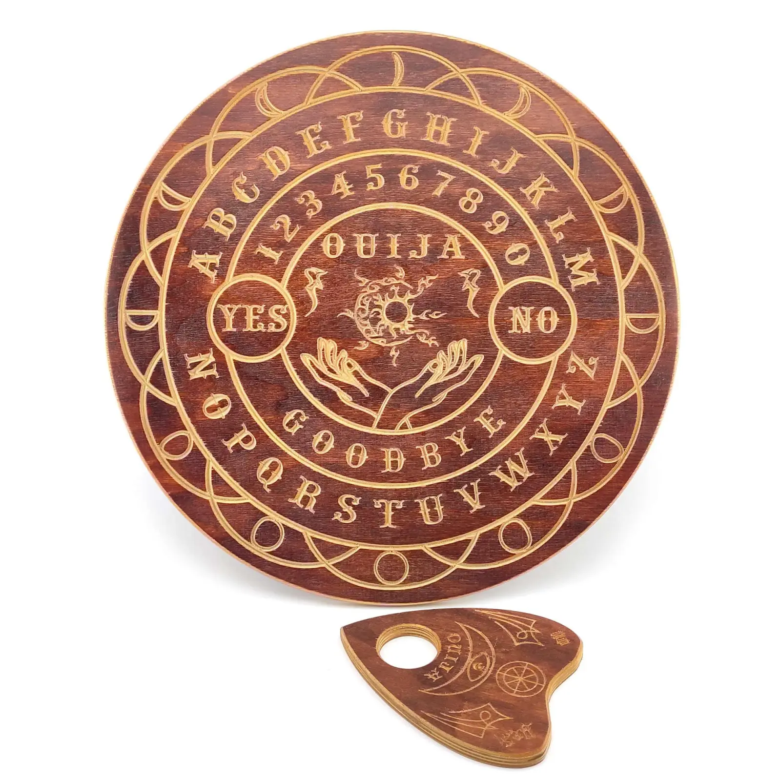 Дошка спіритична OUIJA різьблена темна d=36,5 см (34303A)