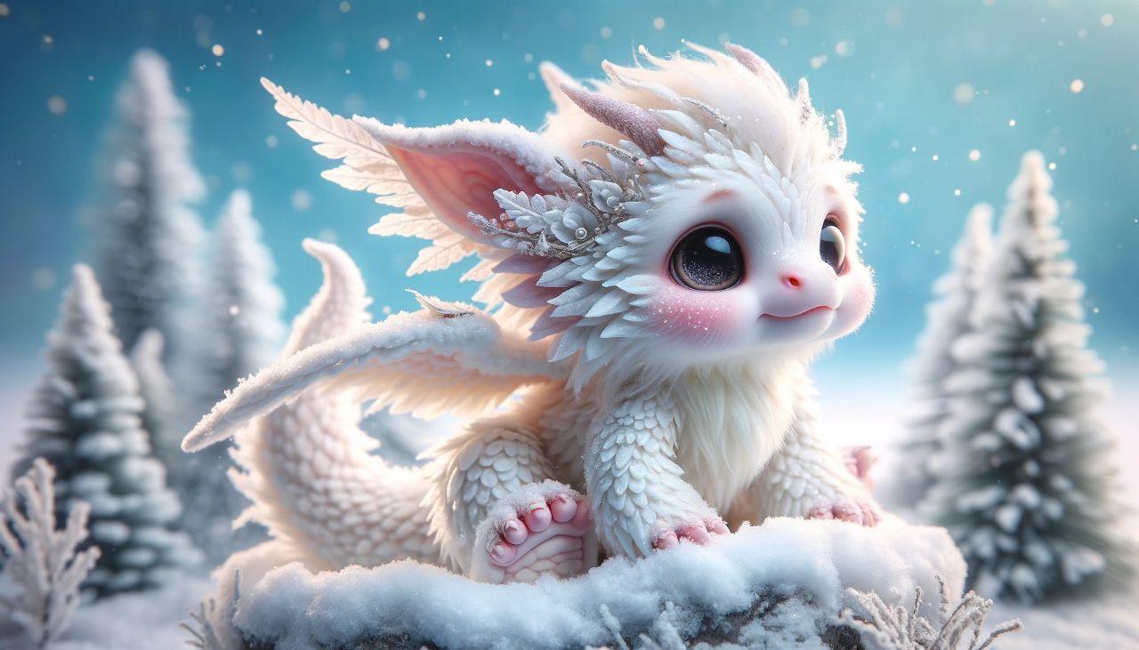 Алмазная мозаика Dream Toys Белый дракон в зимнем лесу 20х20 см (2987255230)