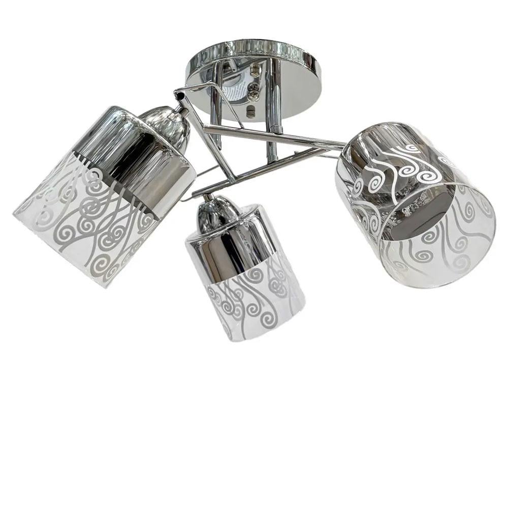 Люстра стельова Light House SH-20091/3A CR E27х3 плафон хром 440х440х240 мм Хром/Прозорий