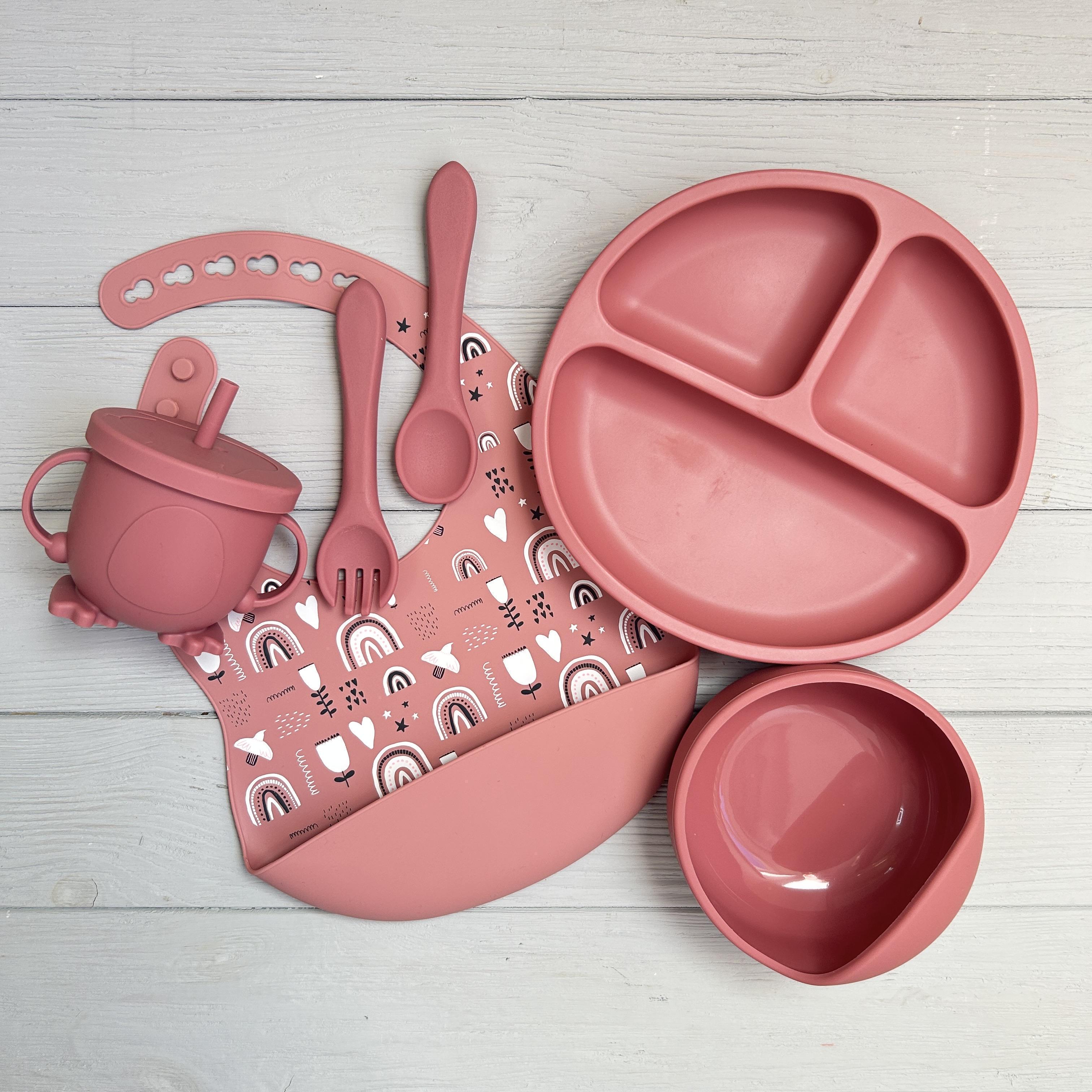 Набор посуды из силикона для кормления RNSH img_e7764 Темно-розовый (65453)