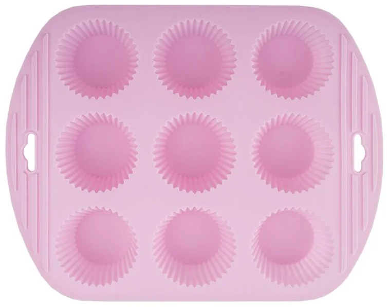 Форма силіконова Stenson Кекси на 9 ємностей 5,5х5,5х2,8 см/27х21,6х3 см Рожевий (MMS-MH-3363)
