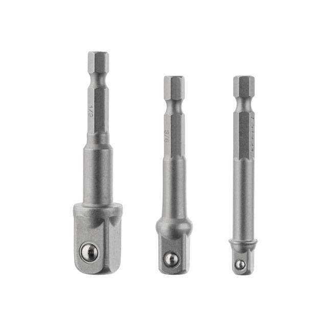 Набор переходник Intertool VT-0235 с Hex 1/4" на квадрат 1/4" 3/8" 1/2" под шуруповерт CR-V (8980763) - фото 3
