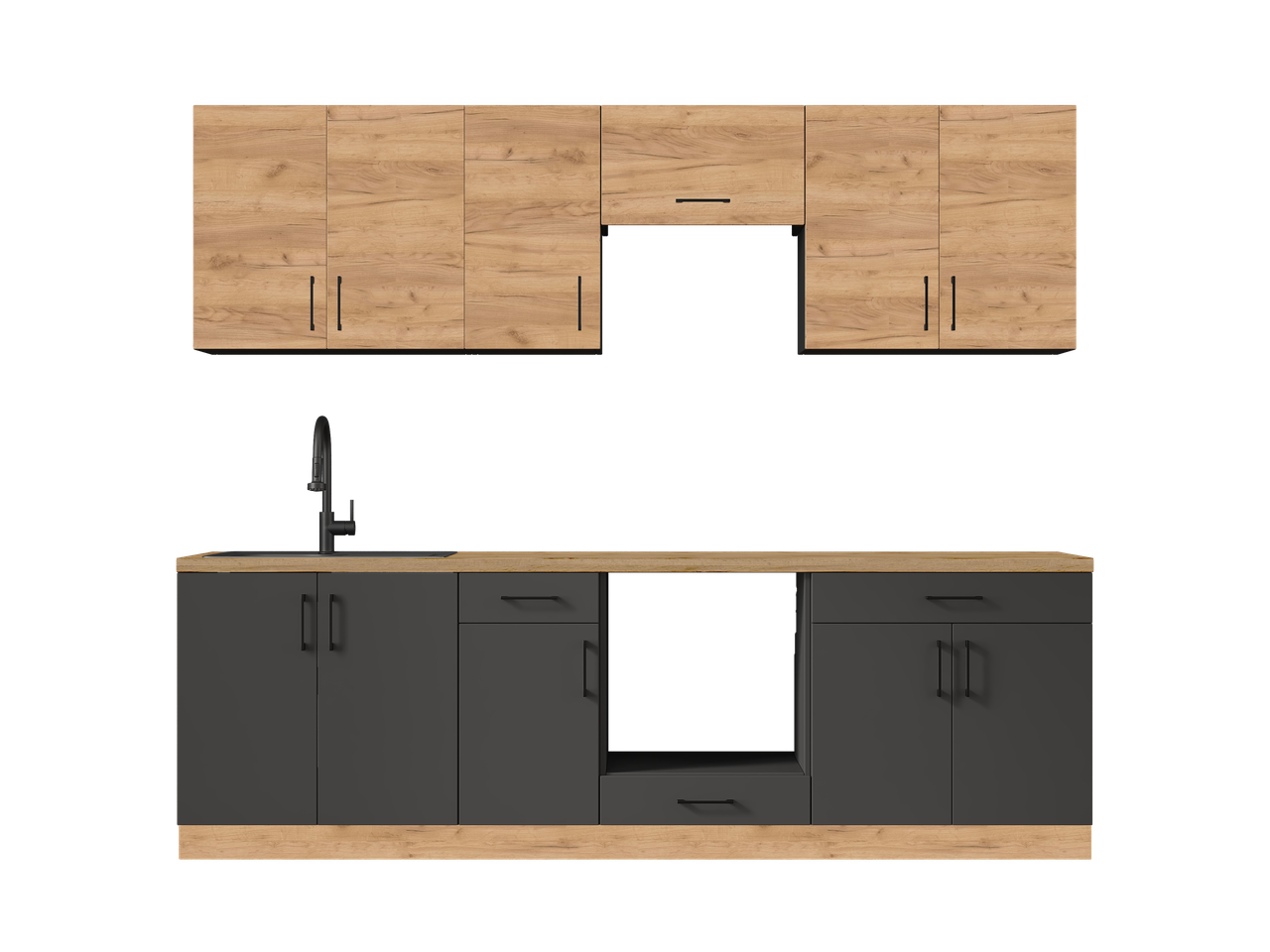 Меблі для кухні Еверест К-6 Оптіма 2,6 м Крафт золотий/Антрацитовий (26028) - фото 2 Меблі для кухні Еверест К-6 Оптіма 2,6 м Крафт золотий/Антрацитовий (26028) - фото 2