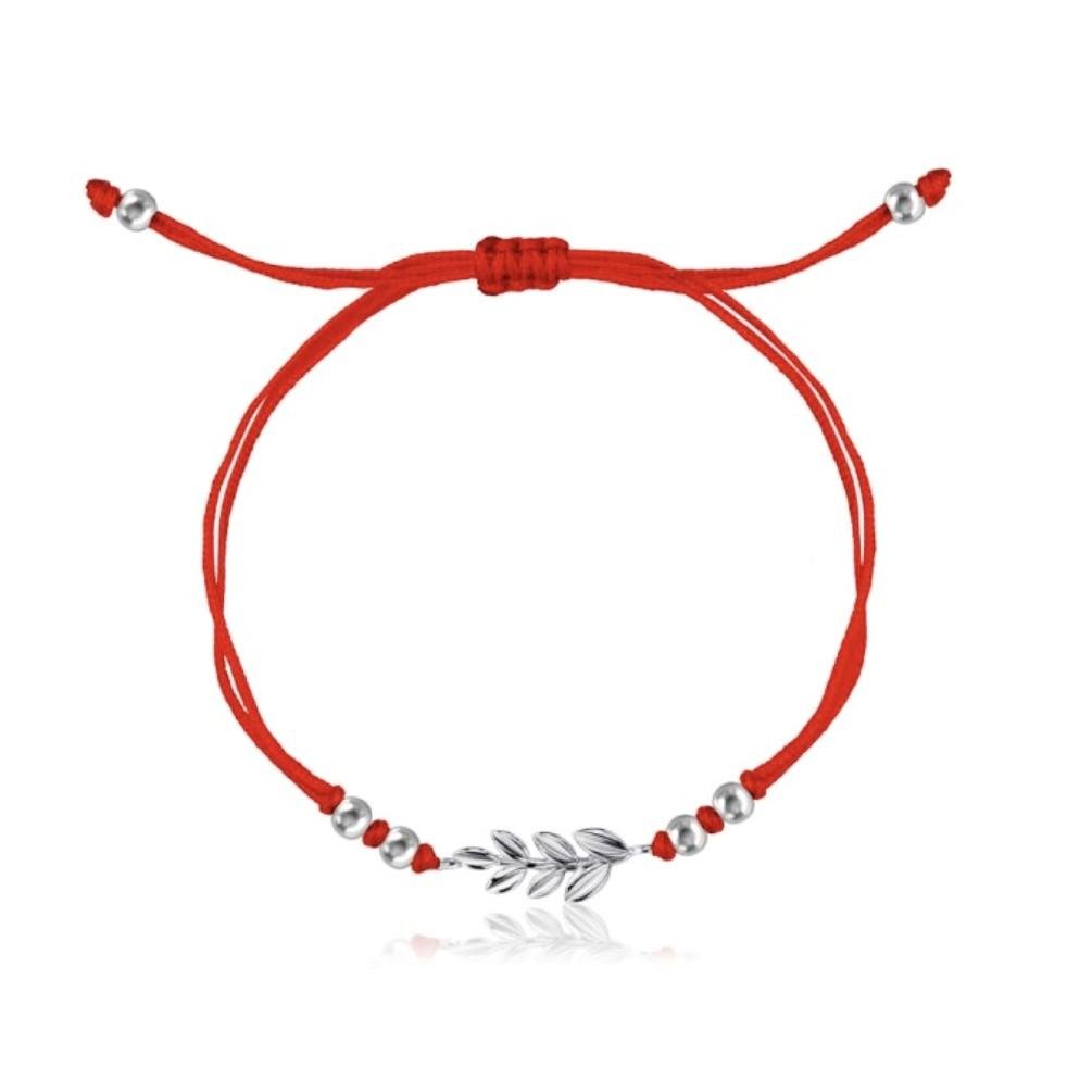 Браслет без камней веточка серебро 925 пробы родированное 1,63 г Красный (75309)