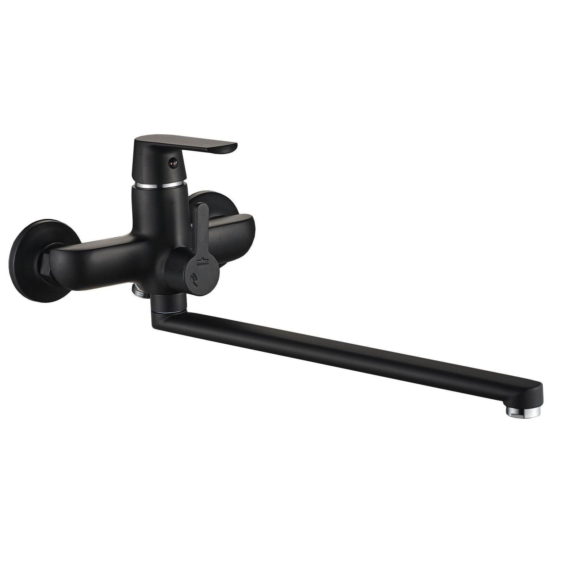 Змішувач для ванни GLux Laguna з душовим комплектом GLA-0208-10-BB Чорний (21857)