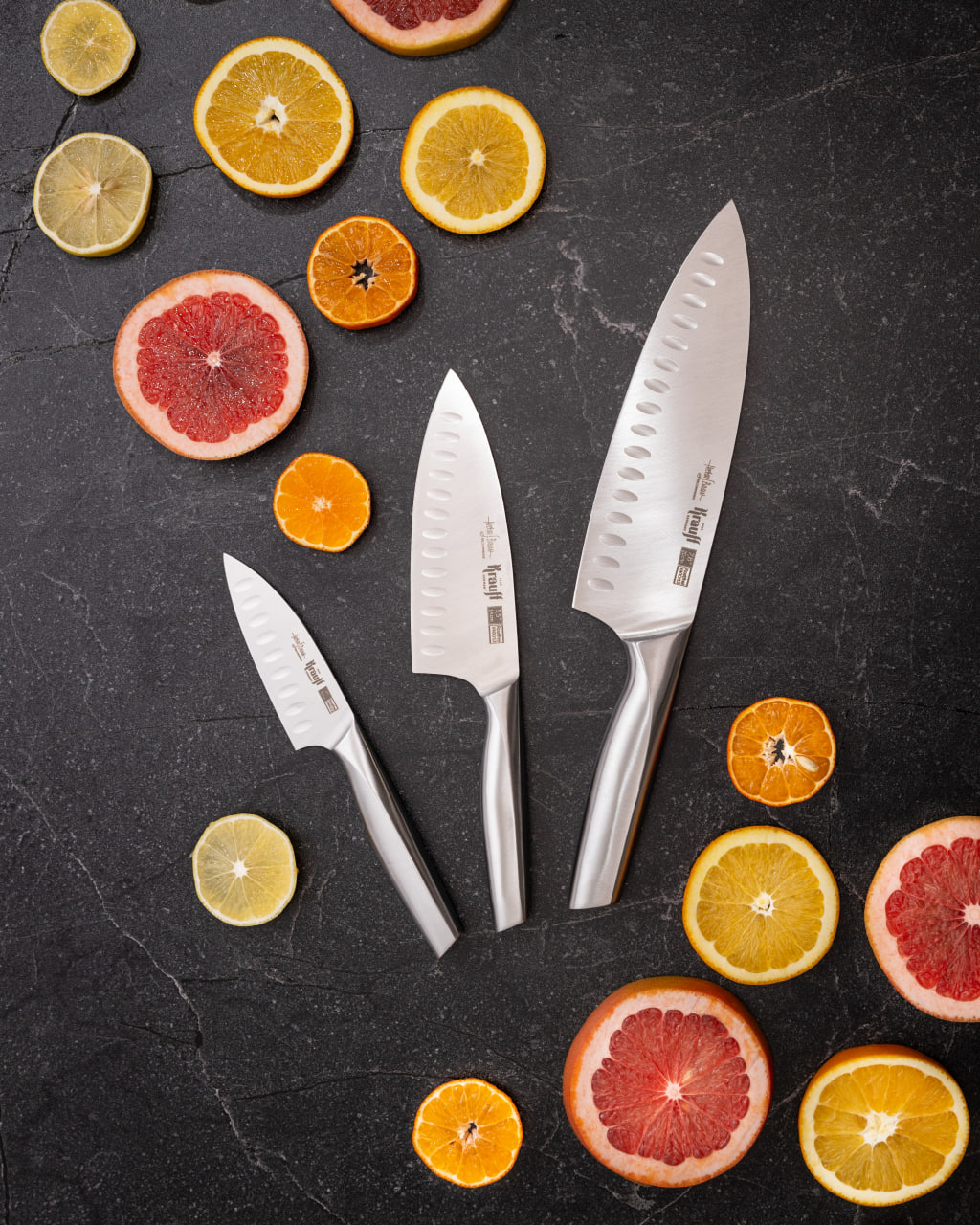 Набір цільнолитих ножів Krauff Prime Chef з кухонною дошкою 4 пр. (55-333-467) - фото 3 Набір цільнолитих ножів Krauff Prime Chef з кухонною дошкою 4 пр. (55-333-467) - фото 3