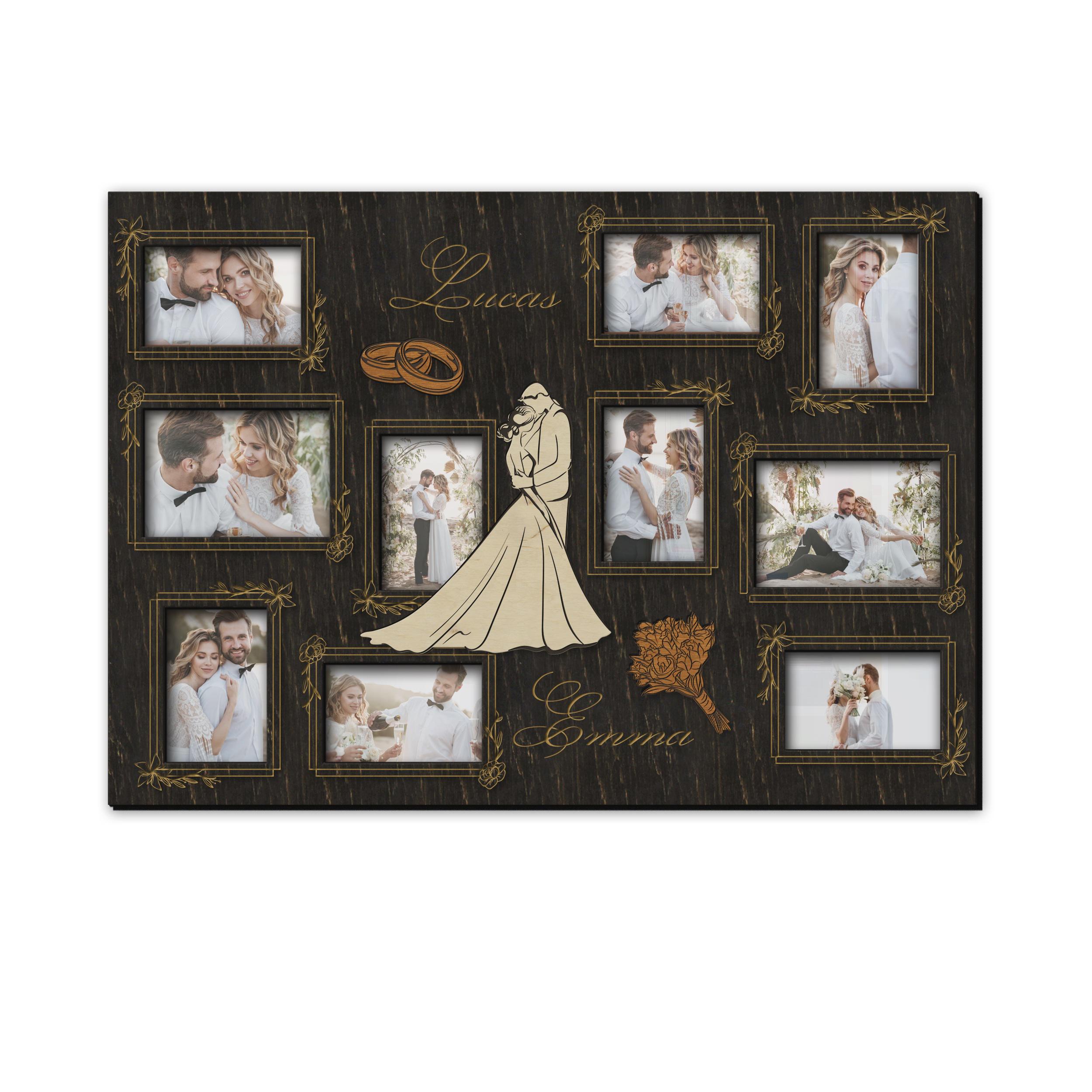 Фоторамка-колаж The Frame Depot весільна з іменами молодят на 10 фото Чорний (wedding_collage-4) - фото 1 Фоторамка-колаж The Frame Depot весільна з іменами молодят на 10 фото Чорний (wedding_collage-4) - фото 1