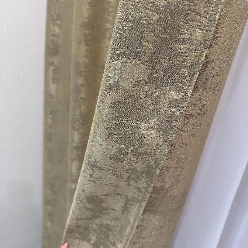 Шторы жаккардовые с мраморным узором среднее затемнение 1,5x2,7 м 2 шт. Золотой (К1039-12) - фото 4 Шторы жаккардовые с мраморным узором среднее затемнение 1,5x2,7 м 2 шт. Золотой (К1039-12) - фото 4