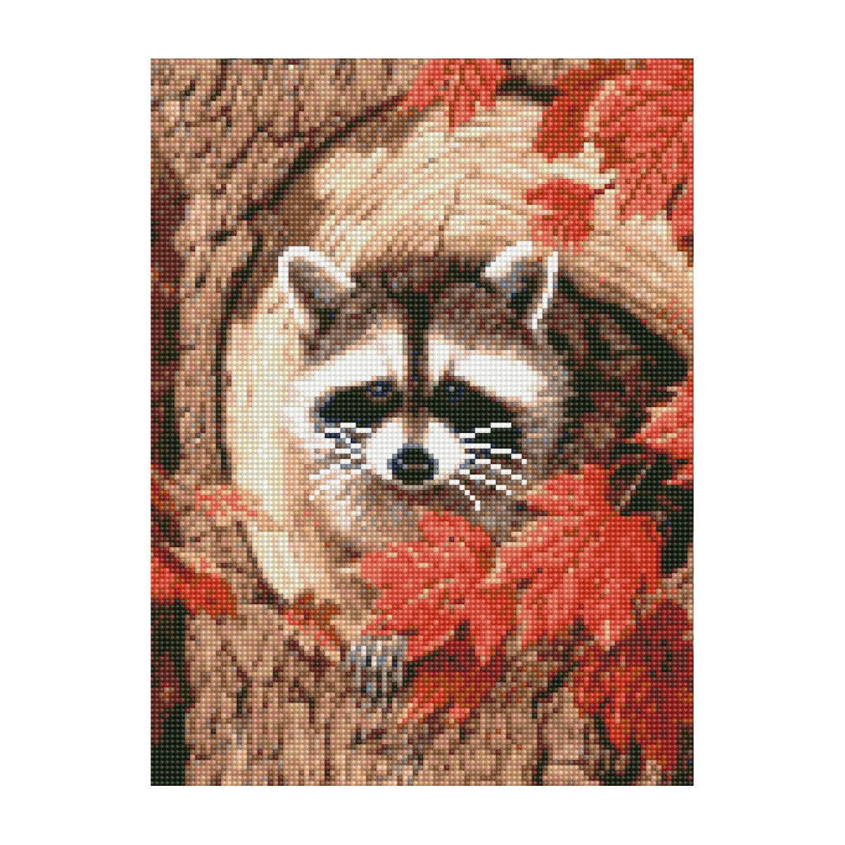 Алмазная мозаика Strateg Енотик и осень 30х40 см (Str-HX010)