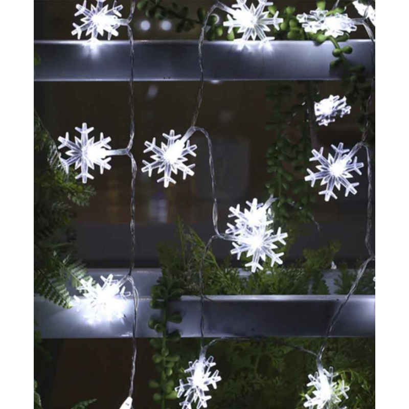 Гірлянда світлодіодна Сніжинки 3 м на батарейках Білий (2392533658) - фото 3