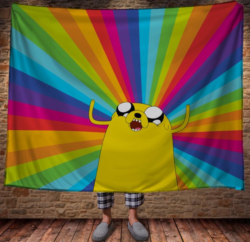 Плед с 3D принтом Время приключений Джейк Радужный 150x200 см (epi_0138)