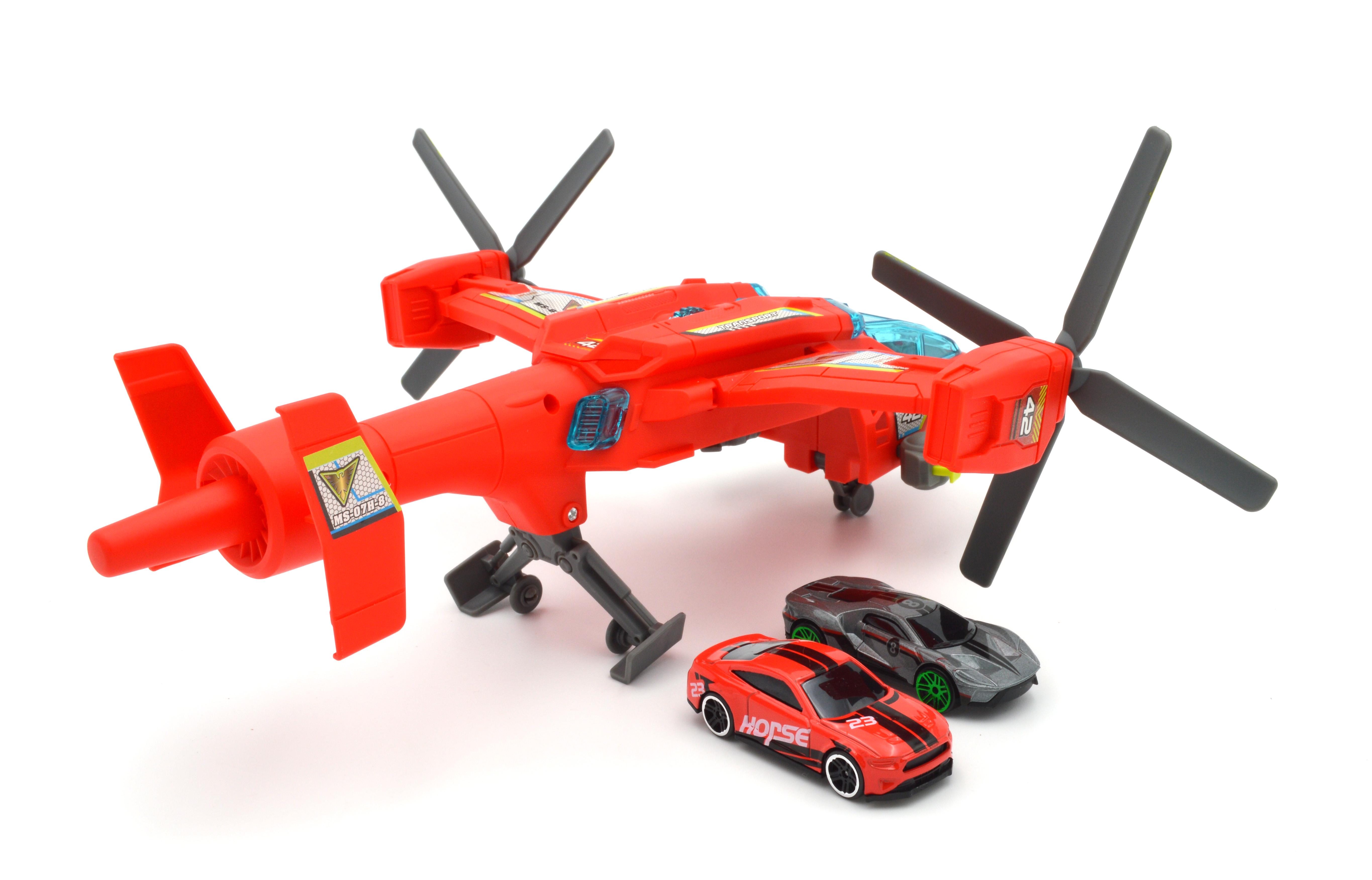 Вертоліт з контейнером/трампліном з механізмом запуску 2 машинки/звук/світло (MH 613) - фото 6