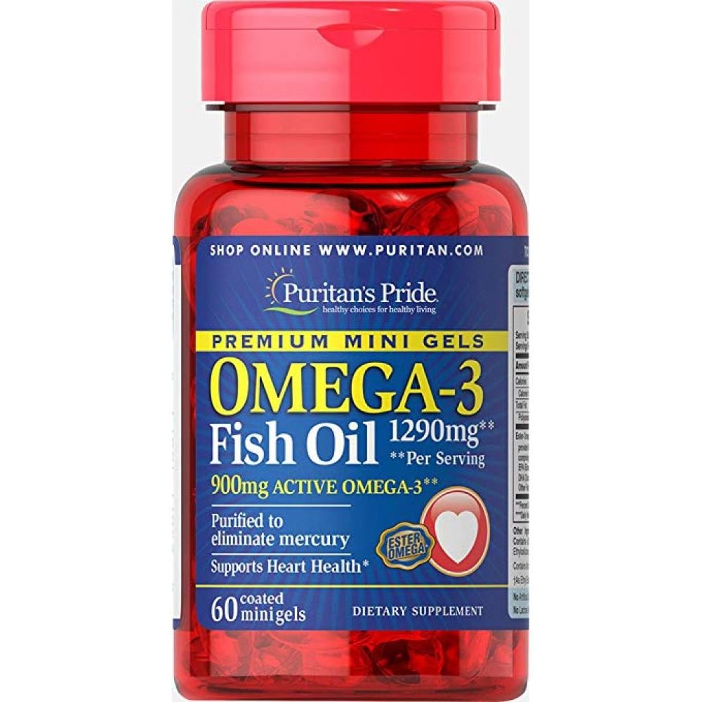 Добавка Omega-3 Fish Oil 1290 mg Mini Gels 900 mg Active Omega-3 60 softgels (100-43-3734535-20)