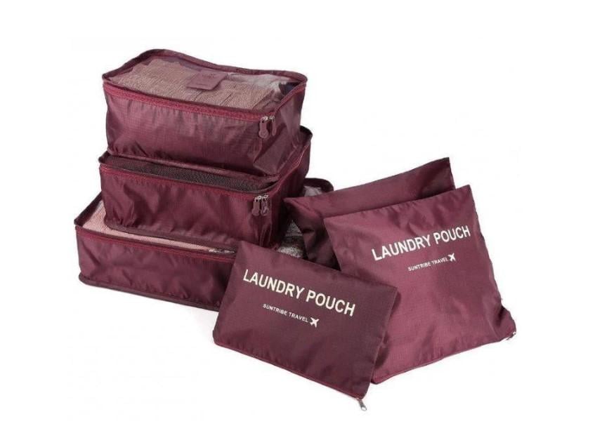 Набор дорожных сумок-органайзеров Secret Pouch водонепроницаемый 6 шт. Бордовый (NEV0773)