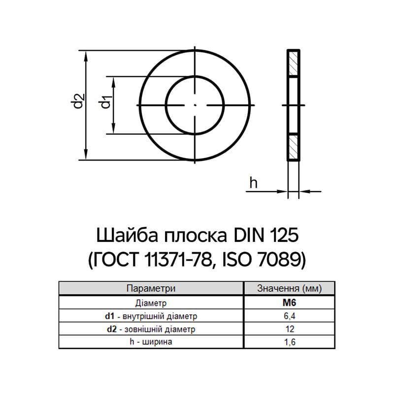 Шайба плоска Metalvis М6 DIN125 латунь ⌀ 12 мм х 1,6 мм 500 шт. (L7000000L700600000) - фото 2