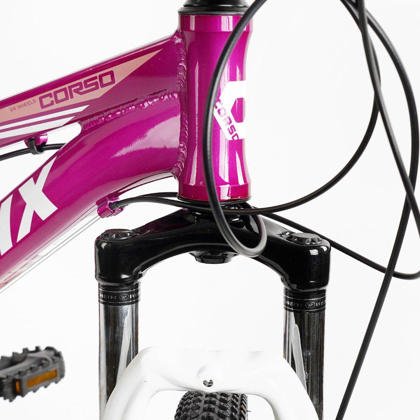 Велосипед гірський Corso Fenix 24" підлітковий алюмінієвий Фіолетовий - фото 7 Велосипед гірський Corso Fenix 24" підлітковий алюмінієвий Фіолетовий - фото 7