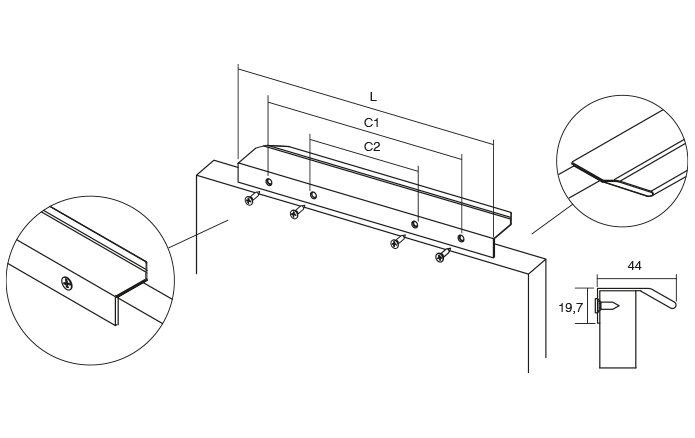 Ручка мебельная Viefe Vann 1200x44 мм Черный матовый (0375.1120.L.09) - фото 2