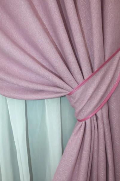 Ткань для штор лен Розовый (1344ш) - фото 3