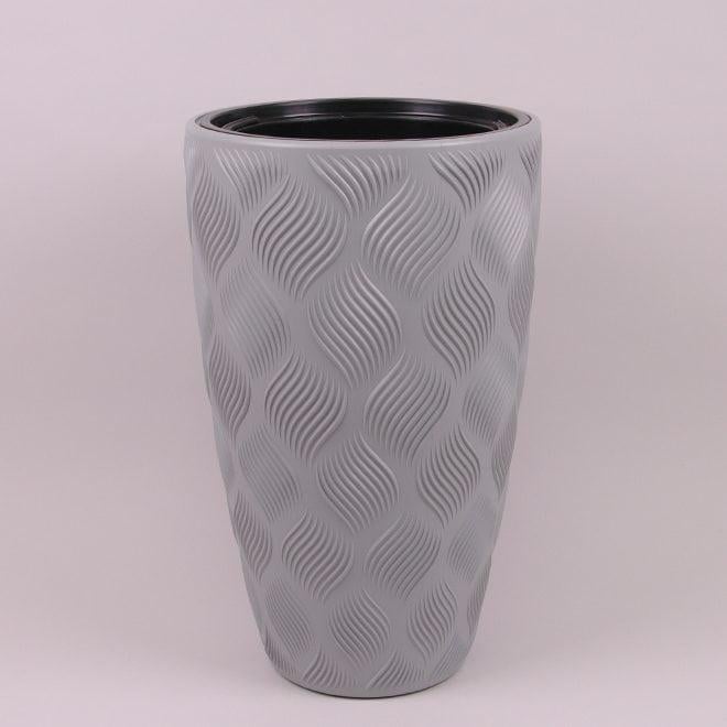 Горшок пластиковый Flora Flow Slim с вкладом Платиновый 39 см (82823)