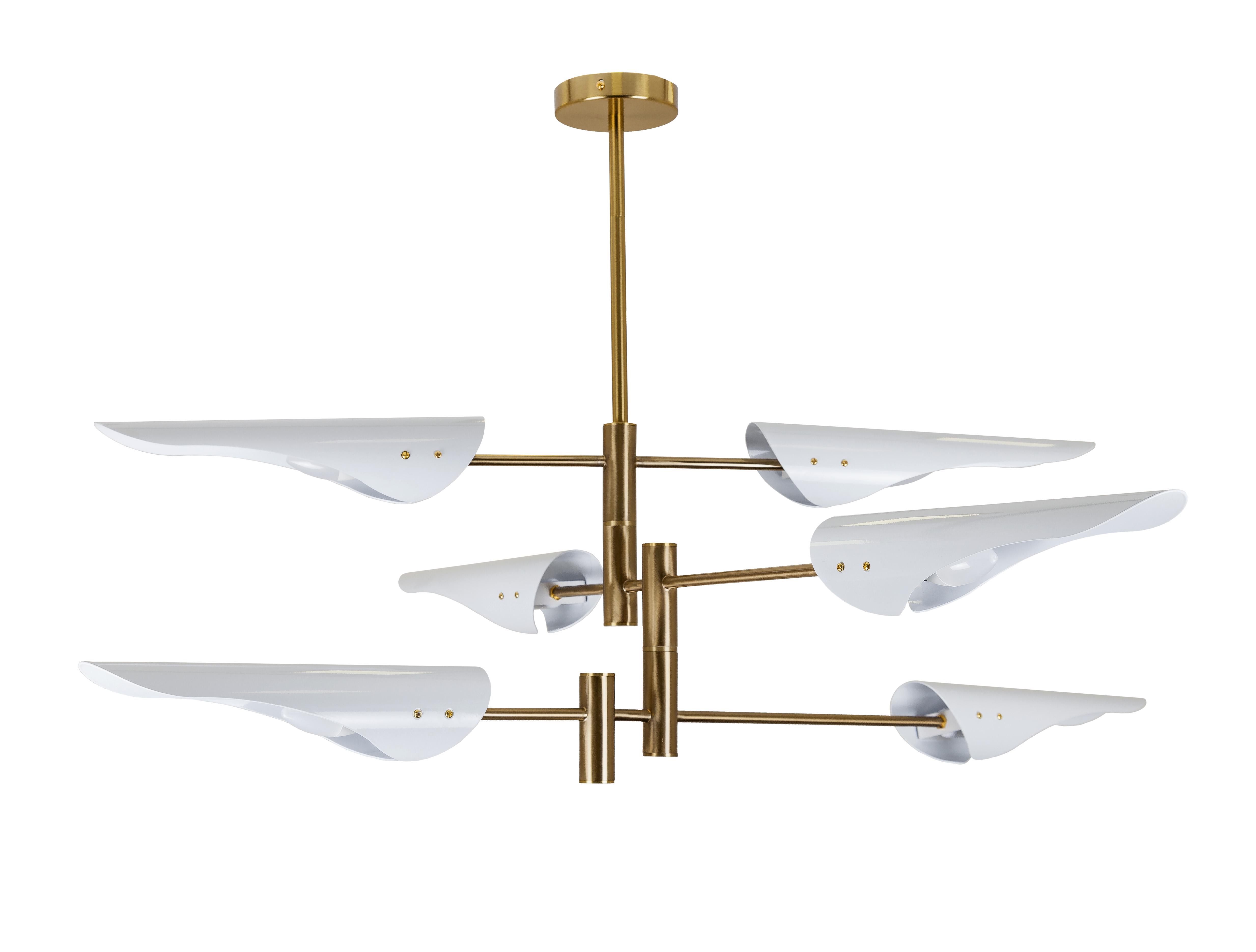 Люстра Levistella 761V1019-6 WH в стиле Модерн на 6 плафонов 122х36 см Белый с бронзовым (14-16-LVS4219)
