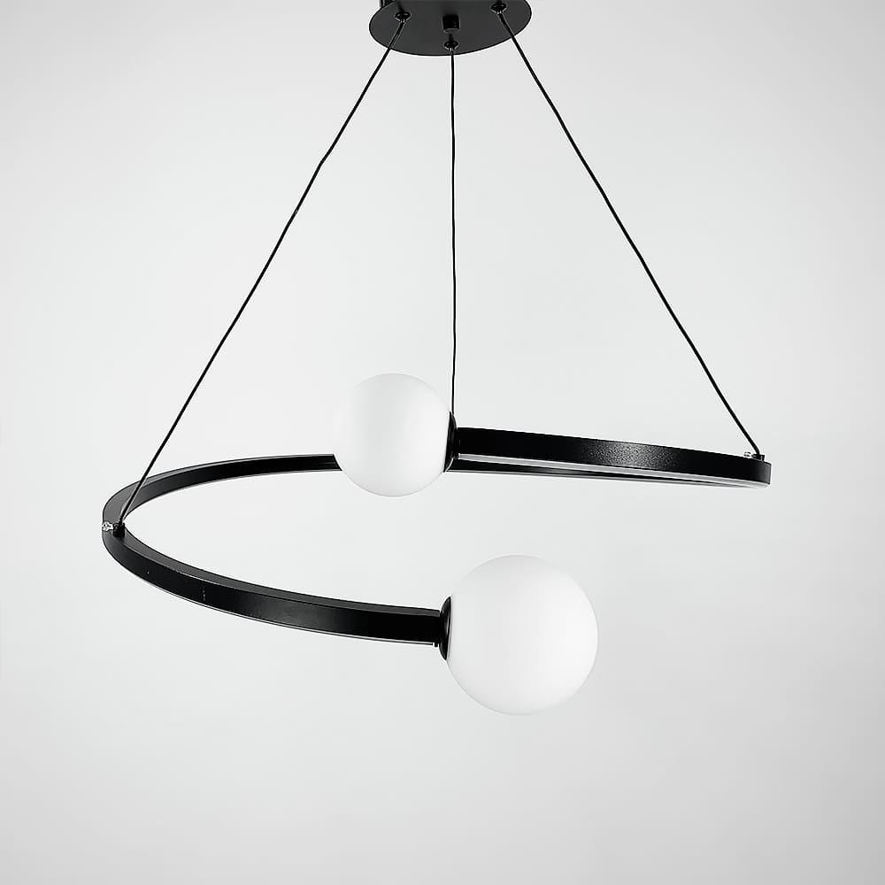 Люстра LED Ring з 2 білими плафонами Ø 50 см Чорний (DE1C-500 BK)
