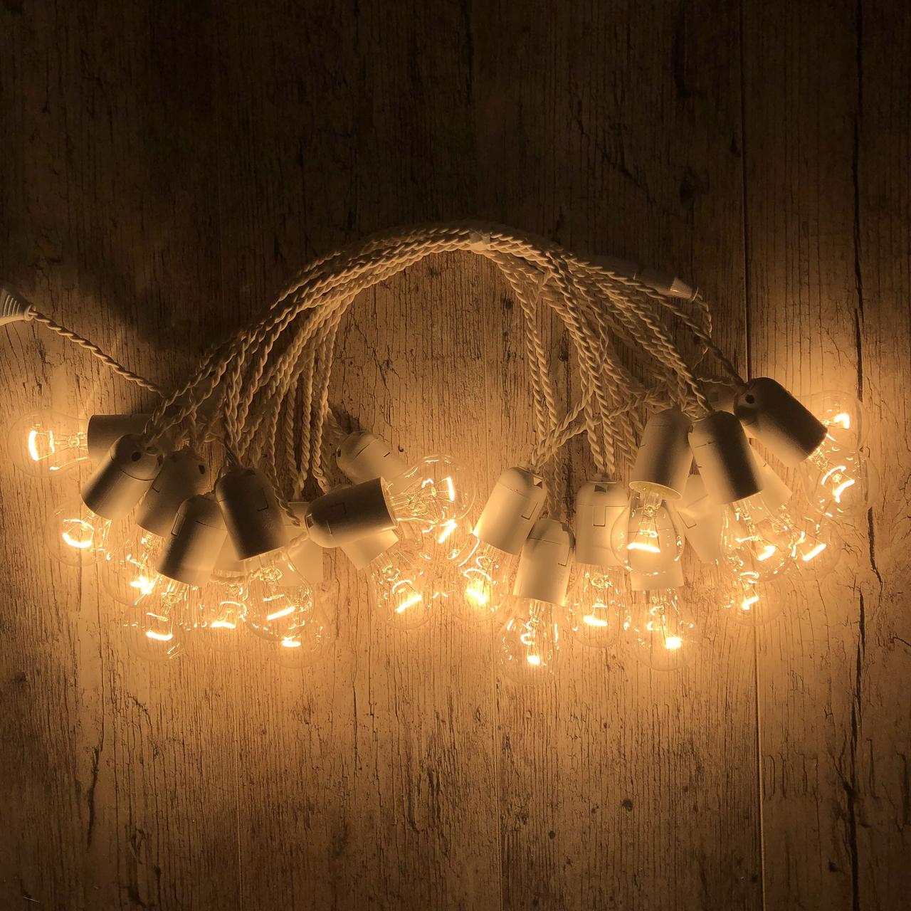 Ретро гірлянда для приміщень Alphatrade 10 м 20 ламп розжарювання Біла (120090) - фото 3