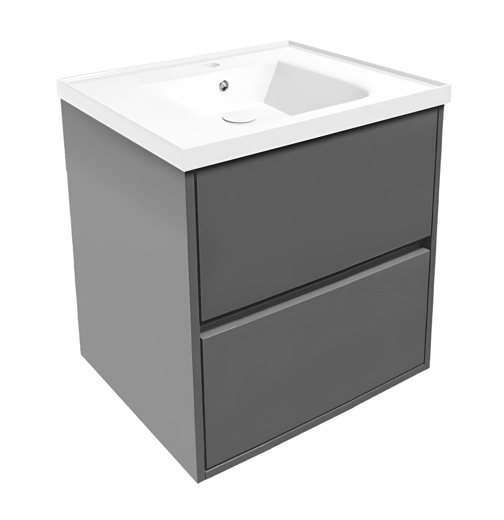 Тумба подвесная VOLLE TEO antracita с накладным умывальником 65 см