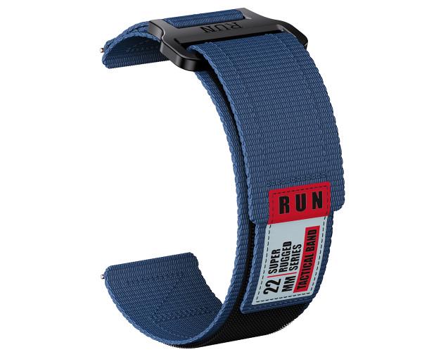 Ремешок Nylon Run для смарт-часов Garmin Forerunner 265/965 с универсальным креплением 22 мм Синий