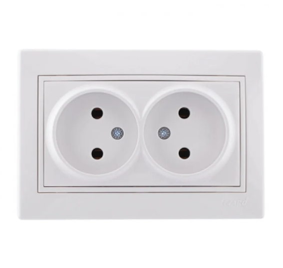 Розетка двойная Lezard Mira без заземления Белый (26283316)