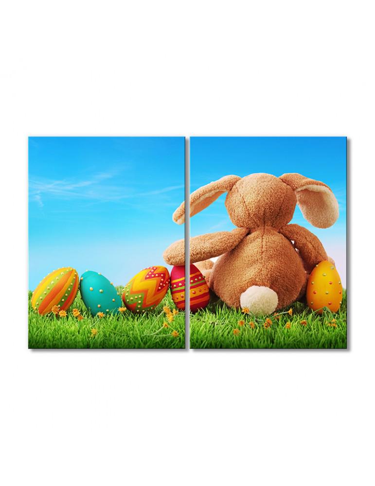Картина модульная Пасхальный зайчик 2 модуля 70x105 см