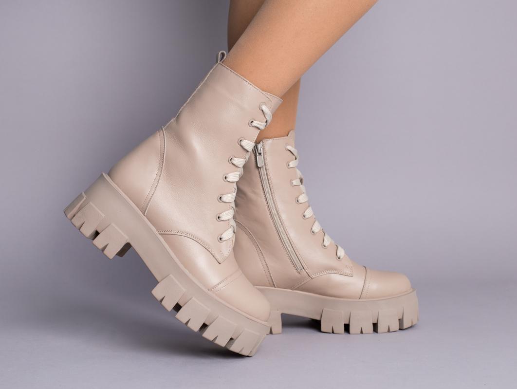 Ботинки женские кожаные демисезонные р. 36 Бежевый (6714-2д/36)