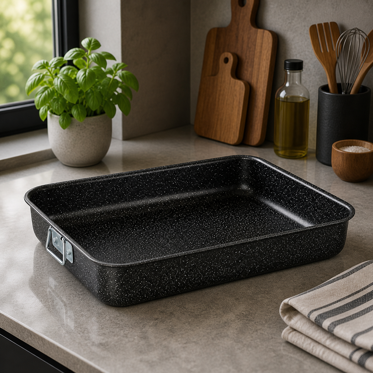 Форма для випікання алюмінієва Maestro MR-1107-30 32×26,6×6,5 см Stone coating з ручками (0466)