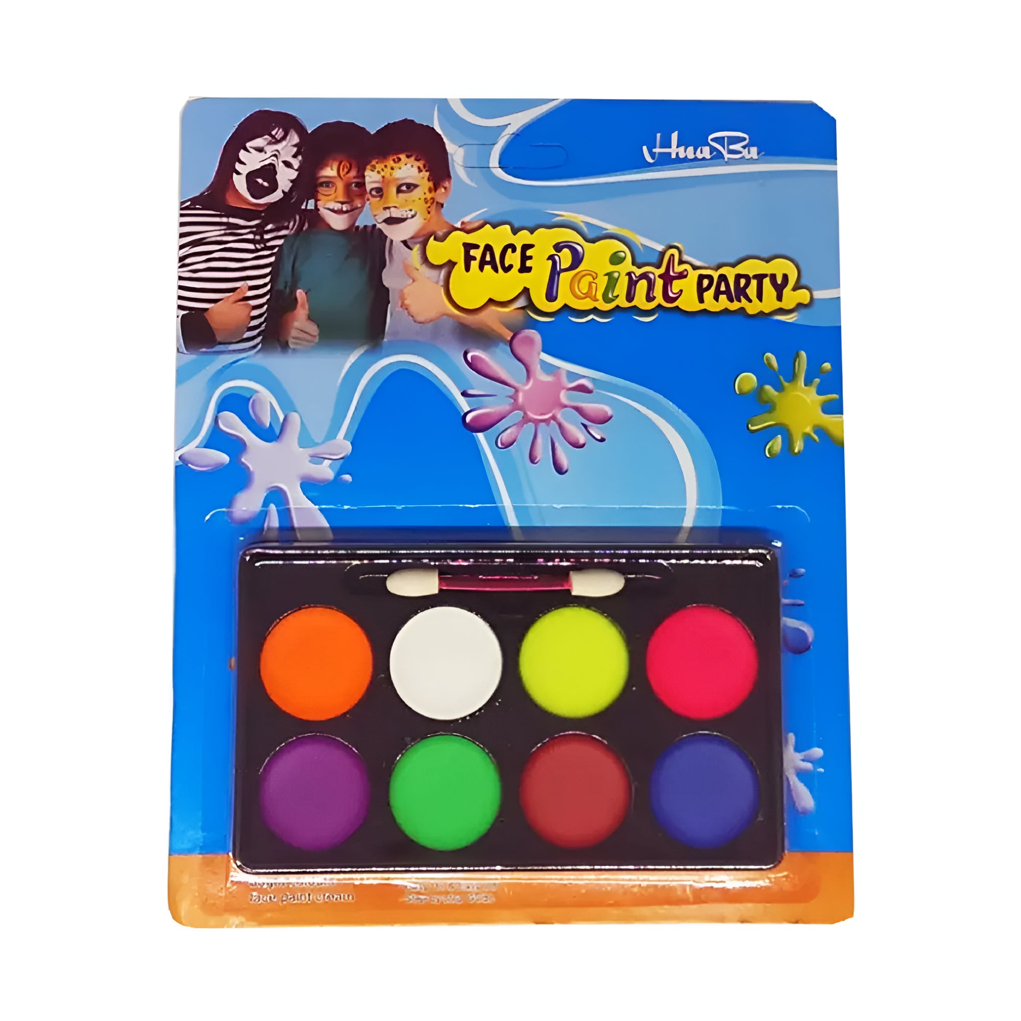Аквагрим Hua Bu Paint party набір з 8 кольорів з пензликом з олії та пігментів Чорний (WW00560ST)