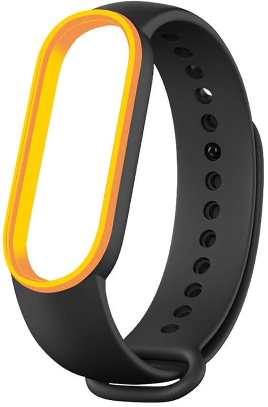 Ремінець UWatch Double Color Replacement Silicone Band Line For Xiaomi Mi Band Line 5/6/7 Black/Yellow - фото 1