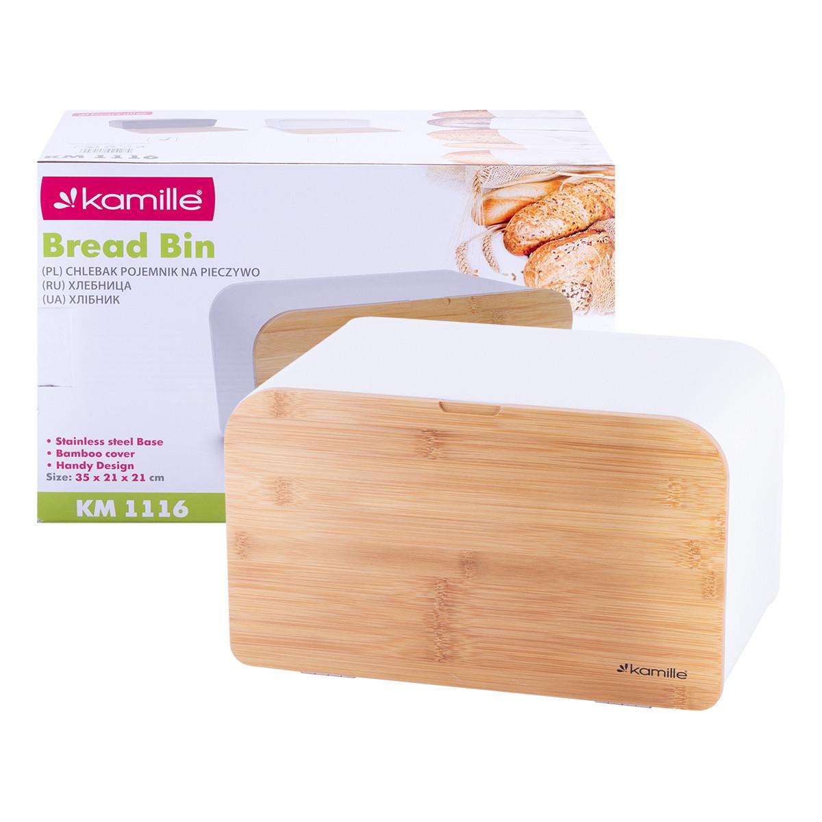 Хлебница Kamille из нержавеющей стали и деревянной откидной крышкой (13050456)