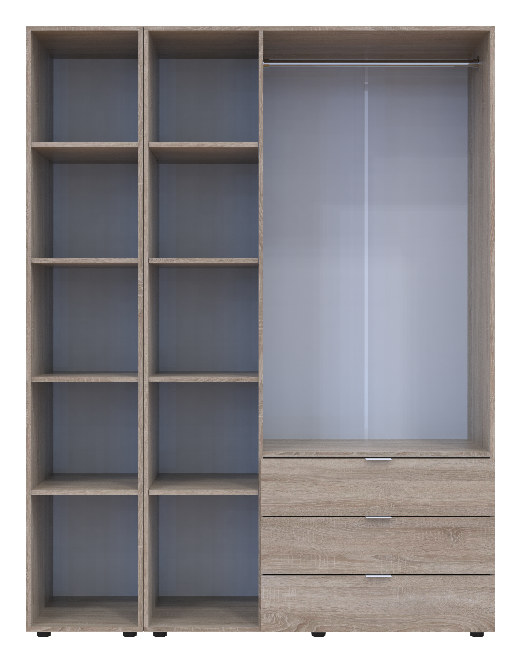 Комплект шкафов для одежды Doros Гелар 155х49,5х203,4 см 2 шт. Зеркало/Дуб Сонома (DRS-011136)