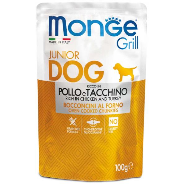 Корм для собак влажный Monge Dog Wet Grill Puppy & Junior курица с индейкой 100 г (000025681)